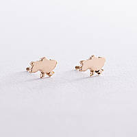 Сережки - пусети "Карта України" у жовтому золоті с07976