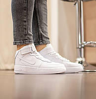 Кроссівки жіночі Nike Air Force 1 Mid високі білі. Жіноче взуття Найк Аір Форс 1., фото 11