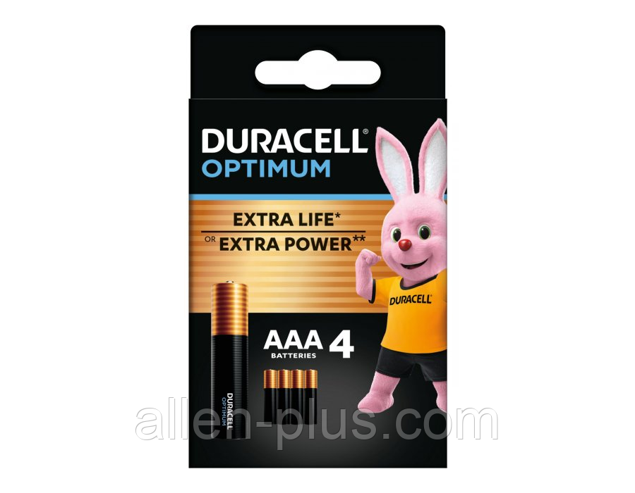 Батарейки лужні DURACELL OPTIMUM АAА/LR03 MX2400, паковання 4 шт., фото 1