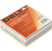 Блок бумаги для заметок непроклеенный Delta by Axent 90x90x30 мм микс цветов D8013