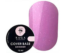 База для гель-лаку Saga professional Shimmer Base New 15 мл №02 світло-бузковий з шиммером
