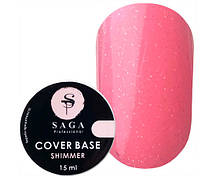 База для гель-лаку Saga professional Shimmer Base New 15 мл №04 кораловий з шиммером