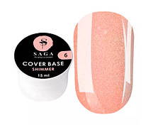 База для гель-лаку Saga professional Shimmer Base New 15 мл №06 персиковий з шиммером