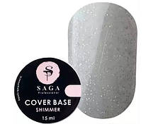 База для гель-лаку Saga professional Shimmer Base New 15 мл №09 сірий з шиммером