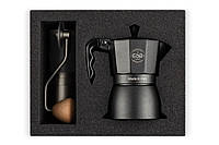 Подарочный набор ручная кофемолка 1Zpresso JX + гейзерная кофеварка E&B LAB Classic Moka Pot, 3 чашки