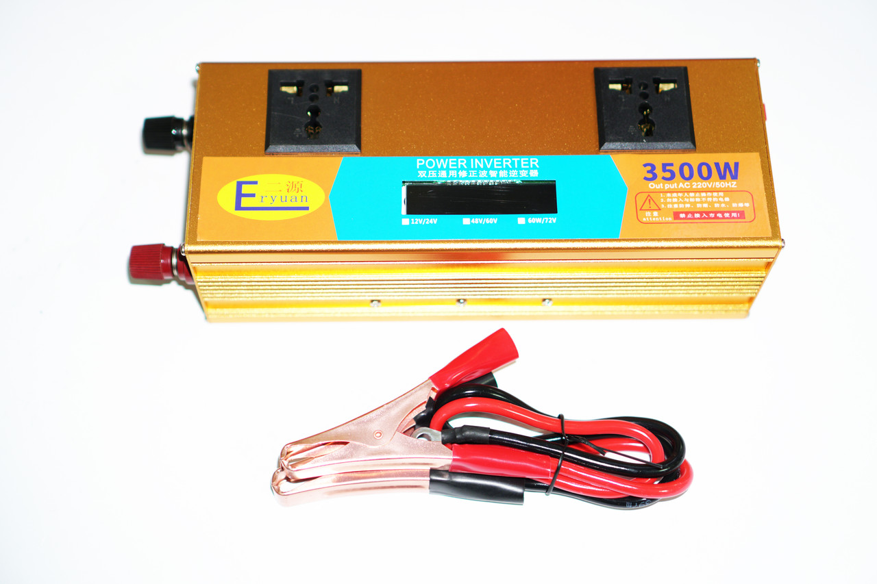 Перетворювач (інвертор) 12 V-220 V 3500 W LCD Gold, фото 1