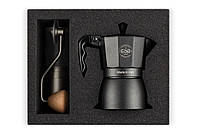 Подарочный набор ручная кофемолка 1Zpresso JX + гейзерная кофеварка E&B LAB Classic Moka Pot, 6 чашек