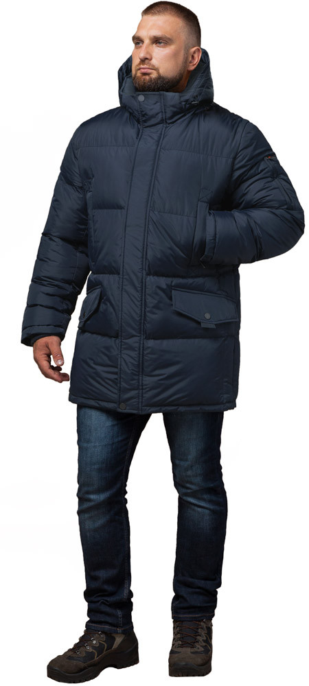 Комфортна куртка зимова чоловіча темно-синя модель 27055 52 (XL) З вітро - і водозахисним покриттям (85% поліестер, 15% нейлон),