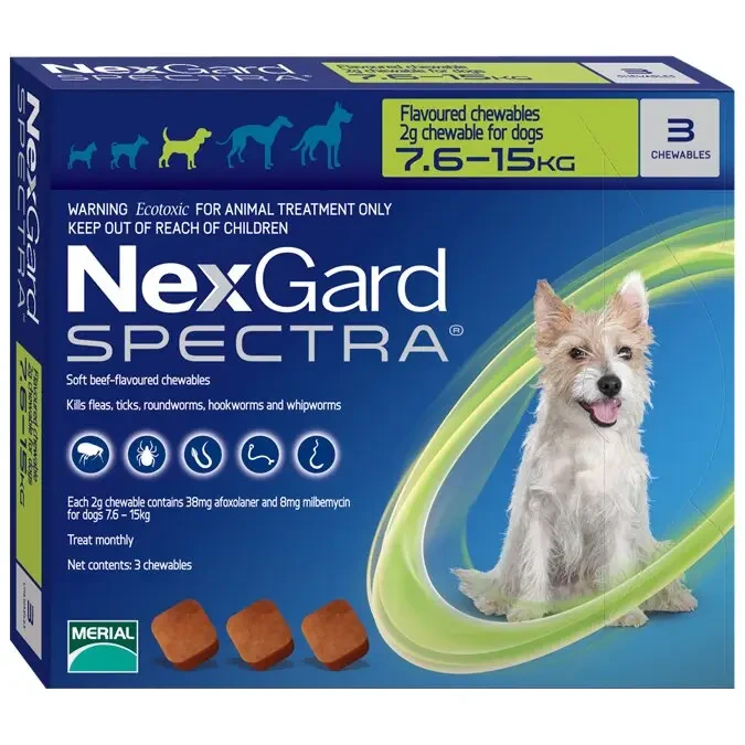 Таблетки від бліх та кліщів Merial NexGard Spectra для собак 7.5-15 кг 3 таблетки