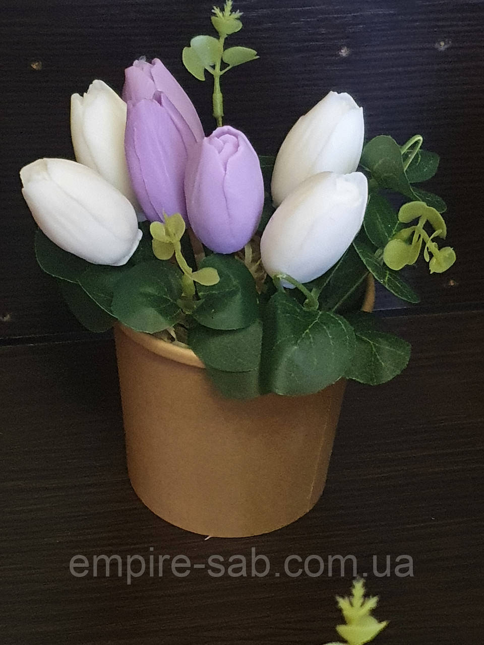 Букет тюльпанов из мыла ручной работы в кашпо - фото 1 - id-p1758097601