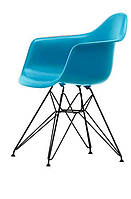 Кресло Leon BK-ML голубой 52 на черных металлических ножках, Eames DAR Armchair