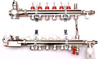Коллектор для теплого пола в сборе на 8 выходов с расходомерами LUXOR