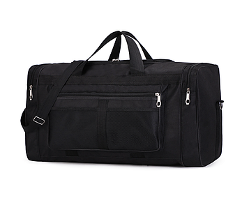 Сумка для подорожей велика / Дорожня сумка з плечовим ременем / Містка сумка з 4 відділами Чорна