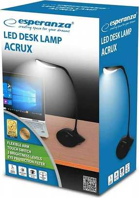 Лампа настільна світлодіодна ESPERANZA LED USB , чорна, фото 2