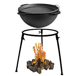 Комплект казан чавунний 15 л з кришкою-сковородою гриль і триногою (Брізол, Brizoll) KA15-4тр