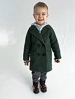 Демисезонное пальто для мальчика зеленого цвета из шерстяного трикотажа р. 98-134 116