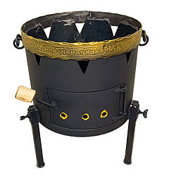 Пічка маленька під казани 6-10 літрів, похідна, компактна (діаметр 300 мм, сталь 3 мм)