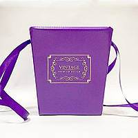 Флористична сумка 13 см фіолетова "Vintage" з ручками з атласної стрічки