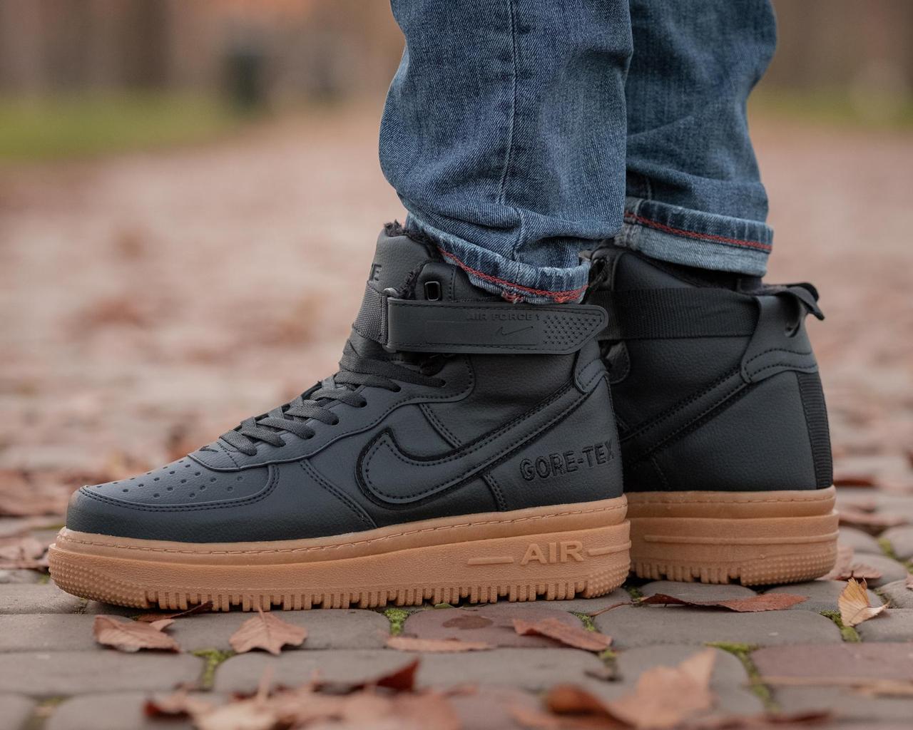 Найки Зимние Мужские Теплые Черные На Зиму Обувь Nike Air Force Gore ...