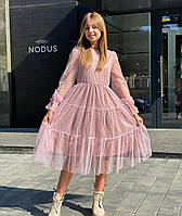Нежное блестящее нарядное платье для девочек на рост от 116 до 164 см