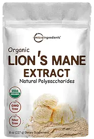 Organic Lion's Mane Powder, 8 Ounces Органічний порошок екстракту гриви лева, 227г