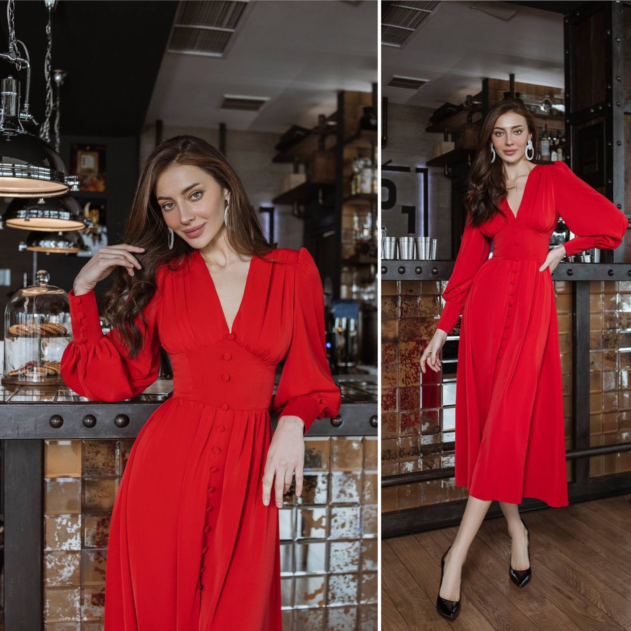 Шикарне вечірнє плаття з ґудзиками Люкс червоне (різні кольори) XS S M L