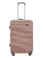 Пластикова середня жіноча валіза дорожня на колесах CARBON М рожеве золото середнього розміру, дорожній чемодан на 4 колесах