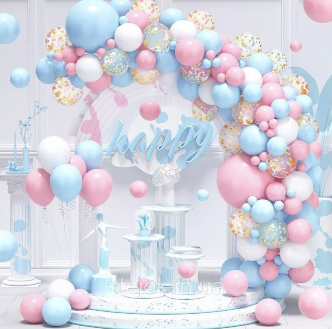 Набір куль для арки на Гендер паті, колір блакитний і рожевий, фото 1