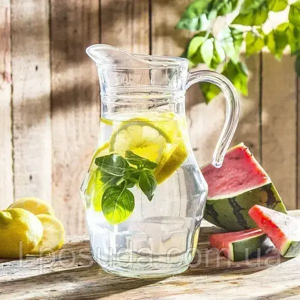 Глечик із кришкою 1800 мл скло, фото 1