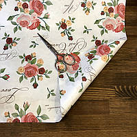 Бумага упаковочная для подарков и цветов Розы и надписи на белом фоне