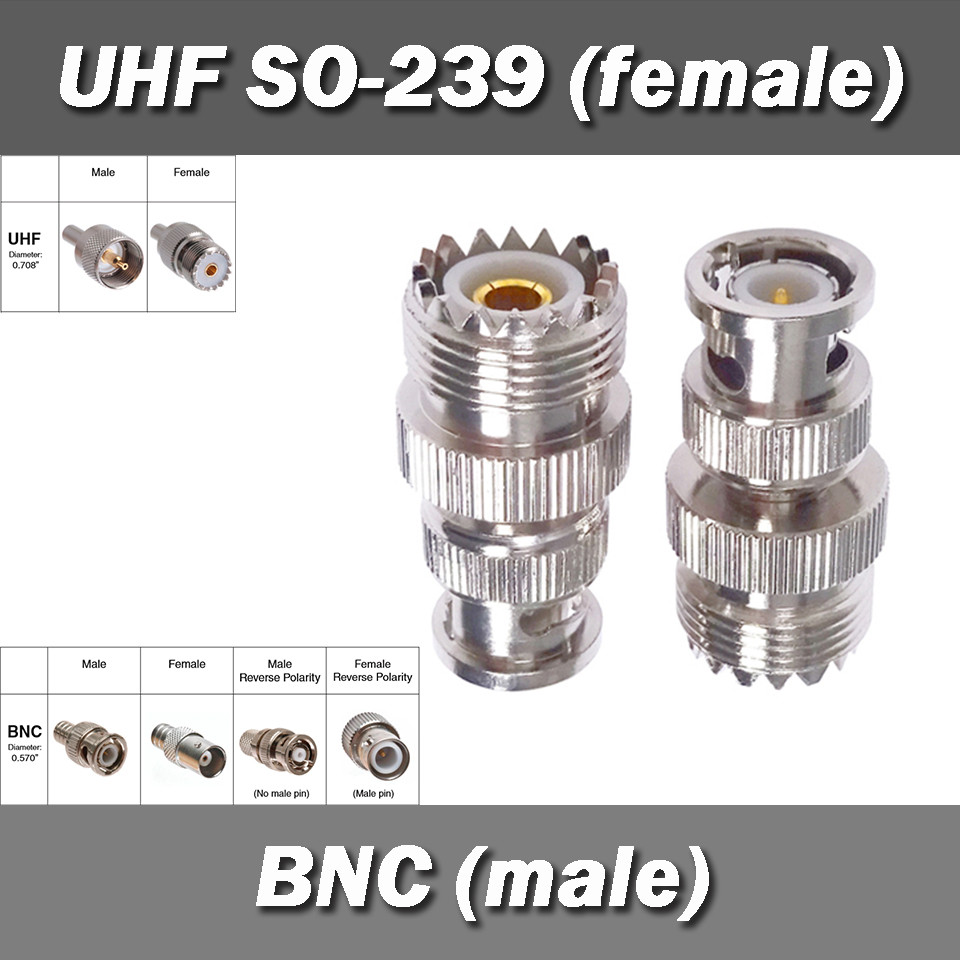 Перехідник UHF SO-239 (мама F female) - BNC (тато M male) RF коннектор роз'єм, фото 1