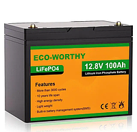 Акумулятор 12в 100a літієвий ECO-WORTHY LiFePO4