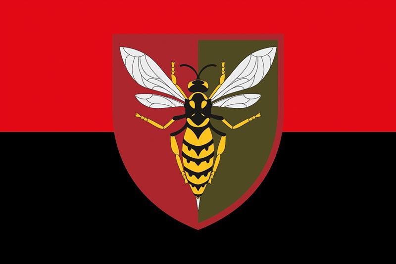 Прапор 38 ЗРП  імені Юрія Тютюнника ЗСУ червоно-чорний