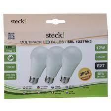 Steck Srl 1227M/3 Multipak 3 PCS Світлодіоди джерела світла, 12 Вт, E27 Warh White