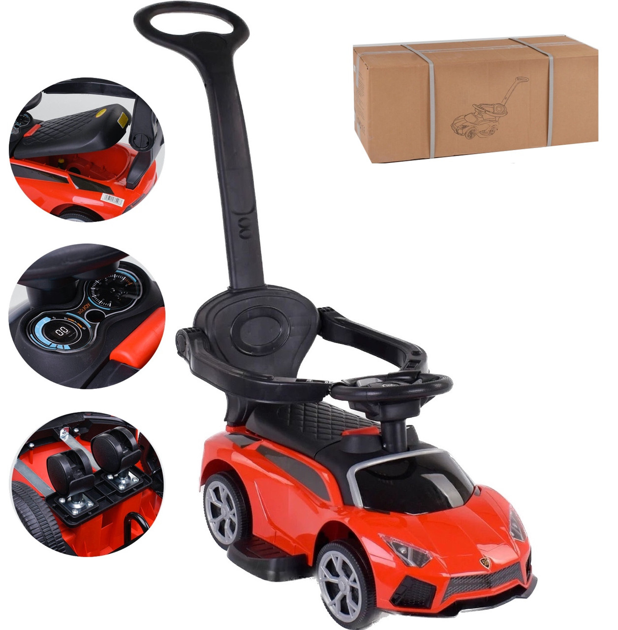 Каталка-толокар музична з батьківською ручкою TM JOY арт. LB 8202 R, фото 1