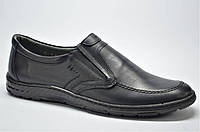 Мужские польские кожаные комфортные демисезонные туфли черные Vitox 386