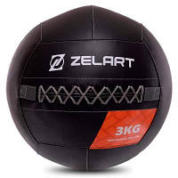 Мяч волбол для кроссфита и фитнеса Zelart WALL BALL TA-7822-3 вес-3кг черный Код TA-7822-3