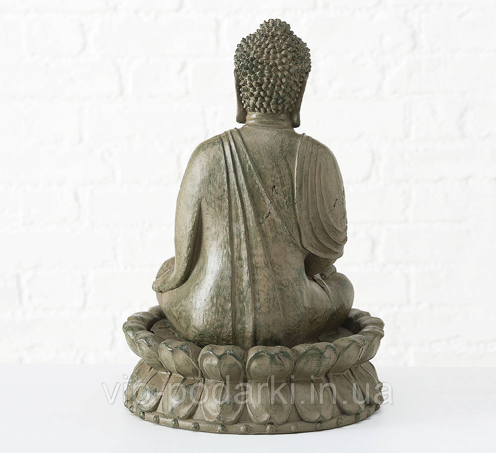 Декоративний фонтан Будда полістоун антрацит h46 см - фото 2 - id-p1758423772