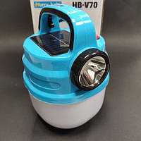 Підвісний ліхтар світильник LED з гачком для кемпінгу з акумулятором і сонячною панеллю HB-V70 Синій