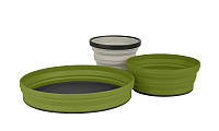 Набор посуды Sea To Summit X-Set 3 Black Pouch, Olive Plate, Olive Bowl, Sand Mug