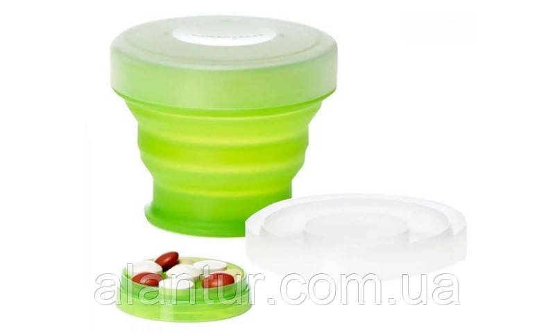 Кружка Humangear GoCup Medium зелена 237 мл складана силіконова з кришкою для подорожей, фото 1