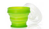 Кружка Humangear GoCup Medium зелена 237 мл складана силіконова з кришкою для подорожей, фото 4