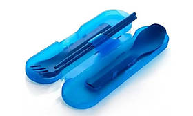 Набір столових приборів Humangear GoBites Quattro blue з чохлом, 3 предмети
