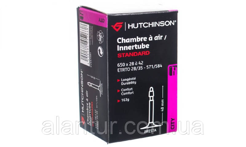 Камера Hutchinson CH 650X28-42 VF, Presta 48 мм, легка і стійка до проколів для міського велосипеда.