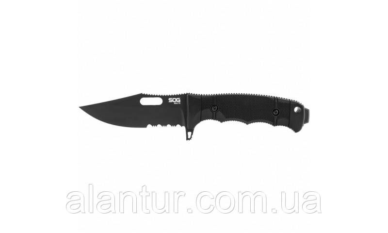 Ніж SOG SEAL FX Black, фіксоване лезо S35VN, частково зазубрене, туристичний, фото 1