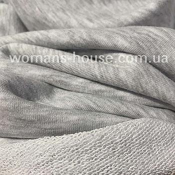 Тканина тринитка без начіса (петля) бавовняна Туреччина 180 см Світло сірий Меланж
