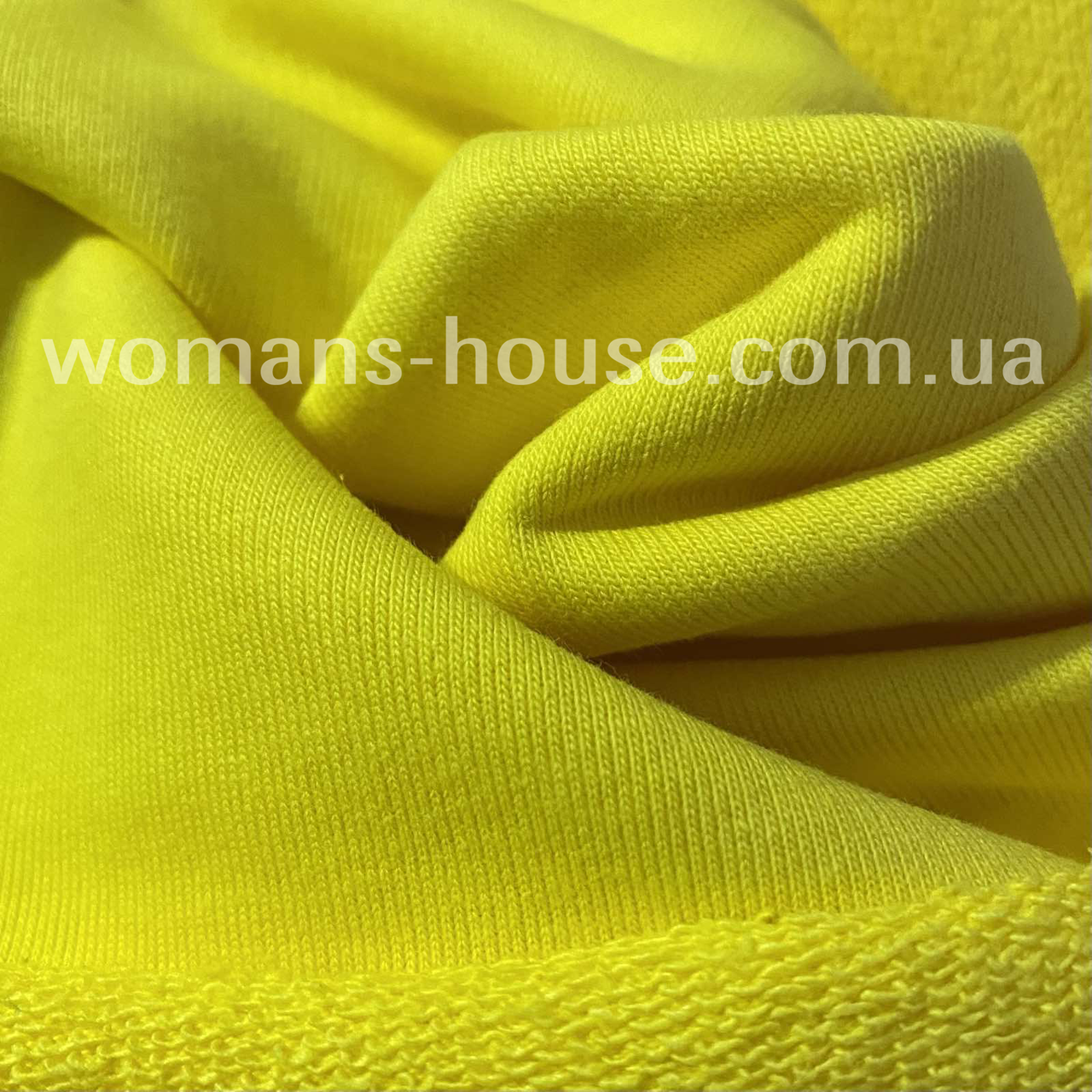 Тканина тринитка без начіса (петля) бавовняна Туреччина 180 см Яскраво жовтий, фото 1