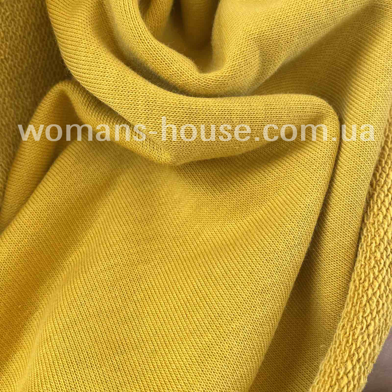 Тканина тринитка без начіса (петля) бавовняна Туреччина 180 см Гірчиця, фото 1