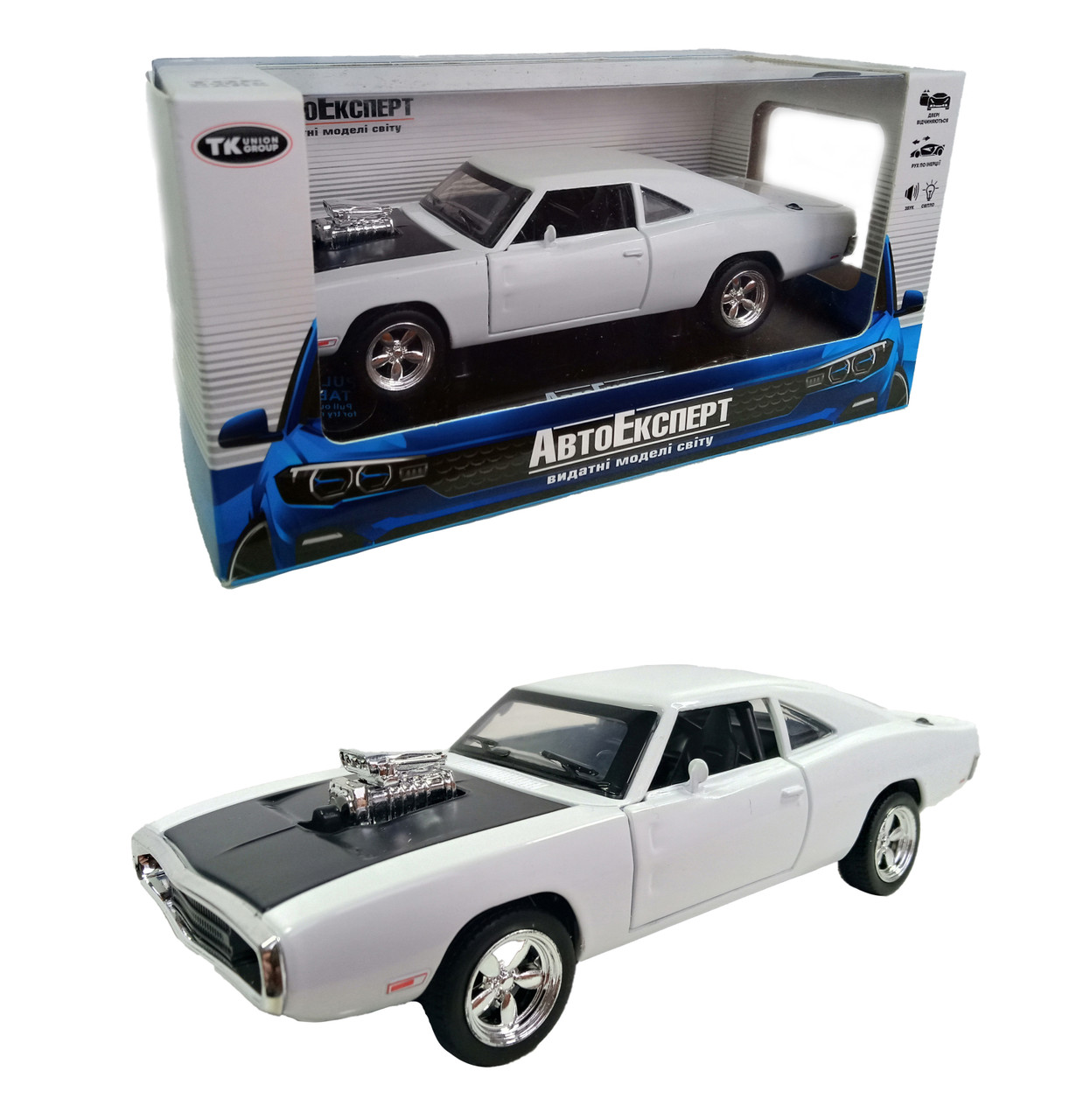 Машинка іграшкова АвтоЕксерт «1970 Dodge Charger RT» Білий 18 см (LF-11230), фото 1