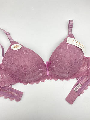 Бюстгальтер мереживний пудровий HANA чашка В 33047-2
